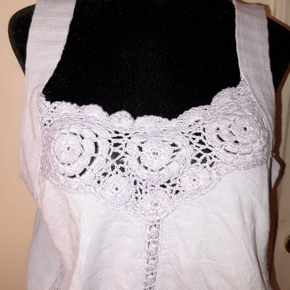 Free People Lavender Crochet-Trim Drawstring Tank Top - Picture 5 of 8